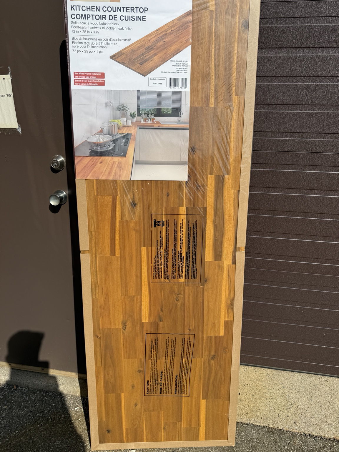 Acacia 72 x 25 x 1 inches wood countertop