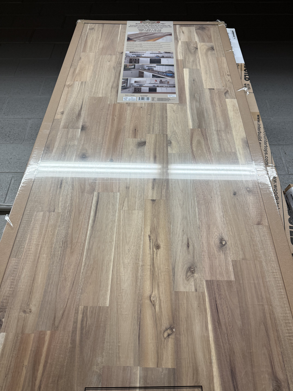 120 x 25.5 x 1.5 Unfinished Acacia Wood Countertop